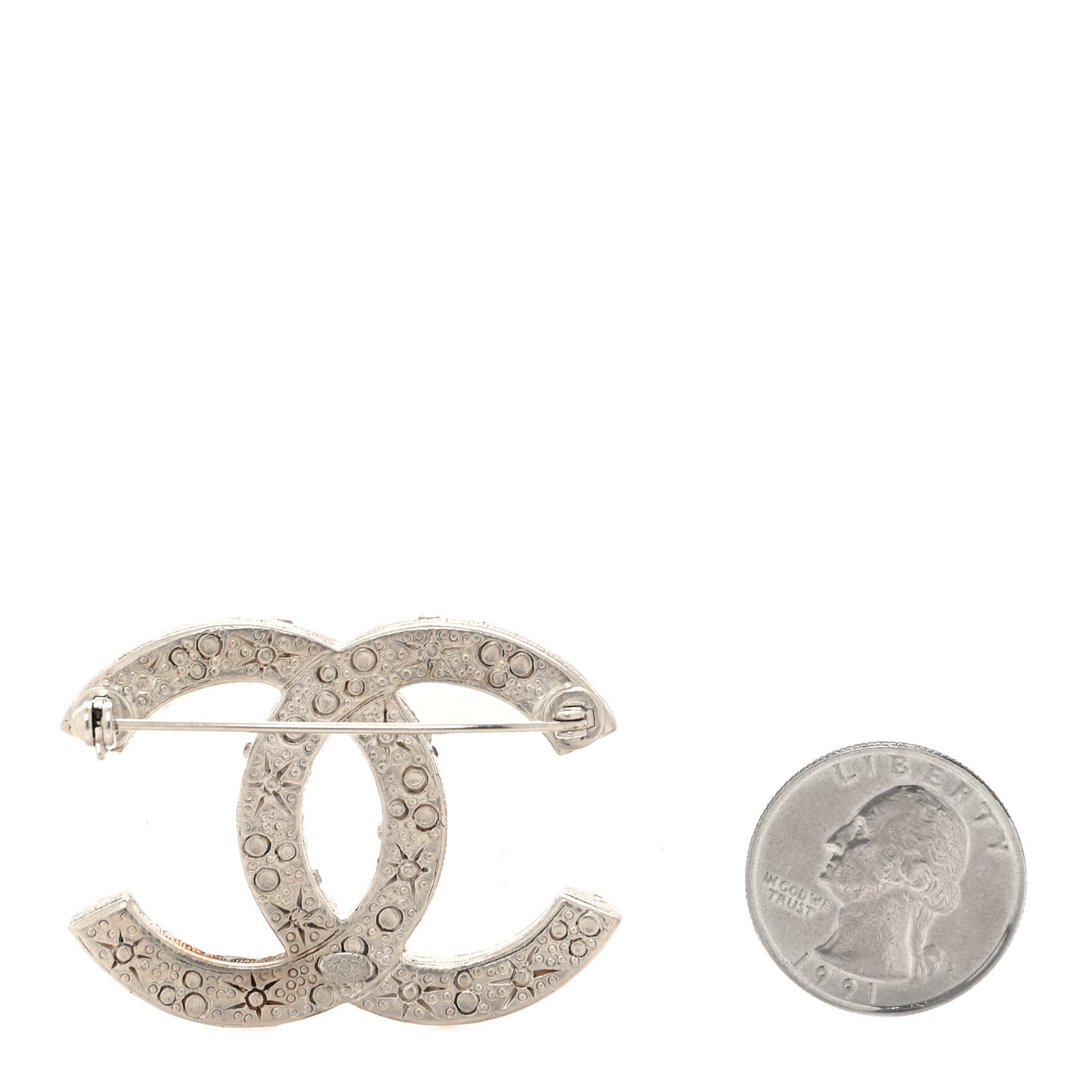 Swarovski Crystal Large CC Brooch Silver