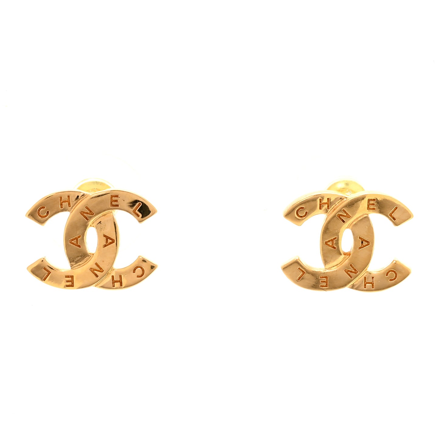 Metal CC Mini Stud Earrings Gold