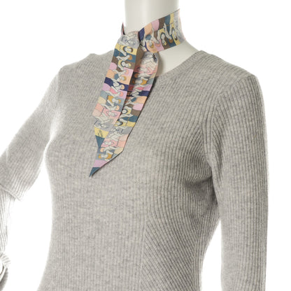 Hermes Silk Les Baigneuses Twilly Bleu Gris Rose Jaune Pale 2 of 4