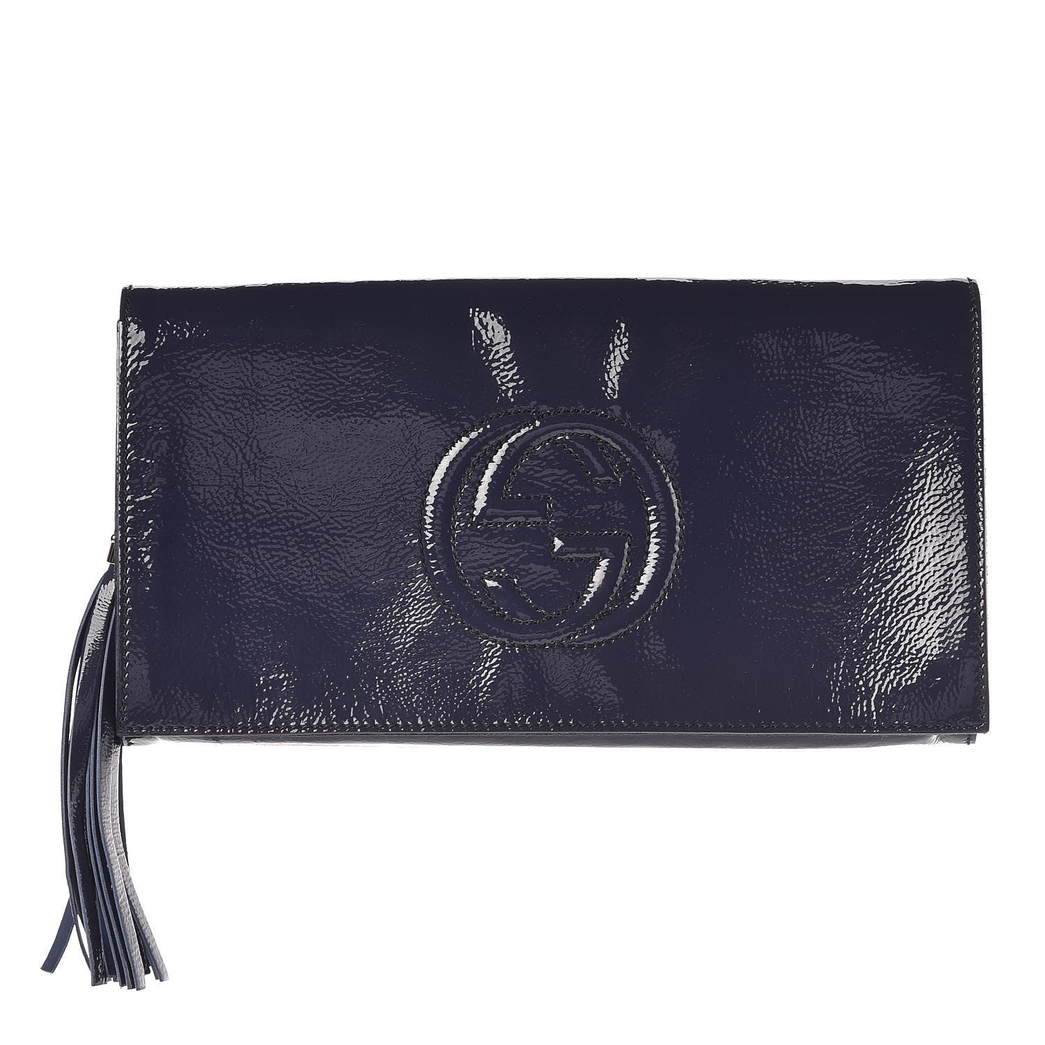 Gucci Soft Patent Medium Soho Clutch Uniform Blue 1 of 12