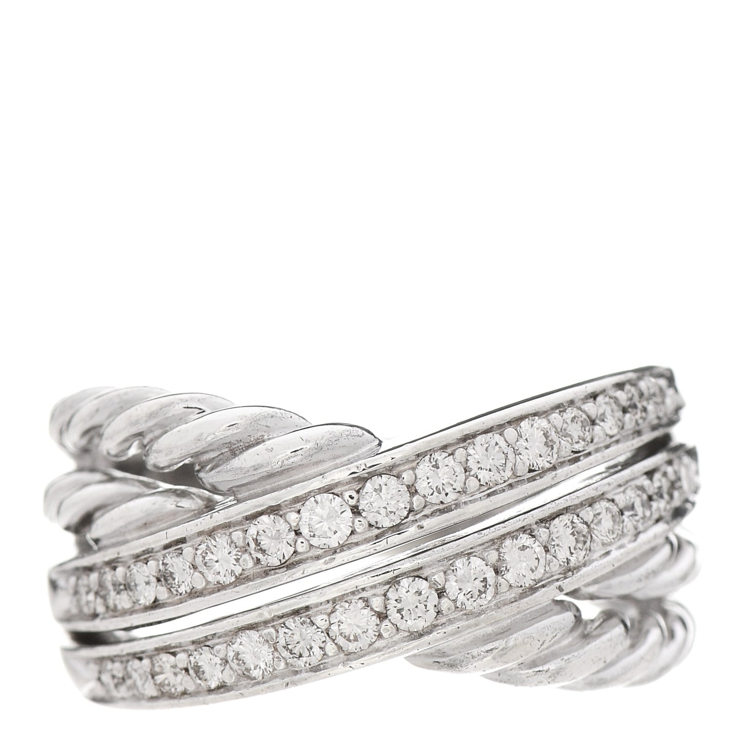 Sterling Silver Diamond 11mm Crossover Ring 54 7