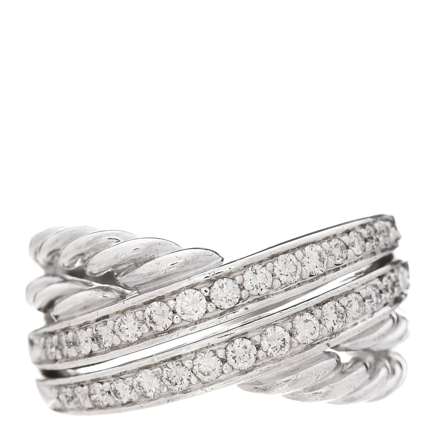 David Yurman Sterling Silver Diamond 11mm Crossover Ring 54 7 1 of 6