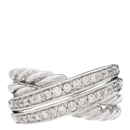David Yurman Sterling Silver Diamond 11mm Crossover Ring 54 7 1 of 6