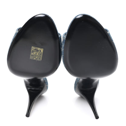 Saint Laurent Denim Monogram La 16 Mule Sandals 39 Blue Jeans 6 of 10