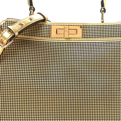Fendi X VERSACE Vitello Laminato Nappa Perforated Fendace FF Baroque Medium Peekaboo I SEE U Satchel Gold 8 of 10