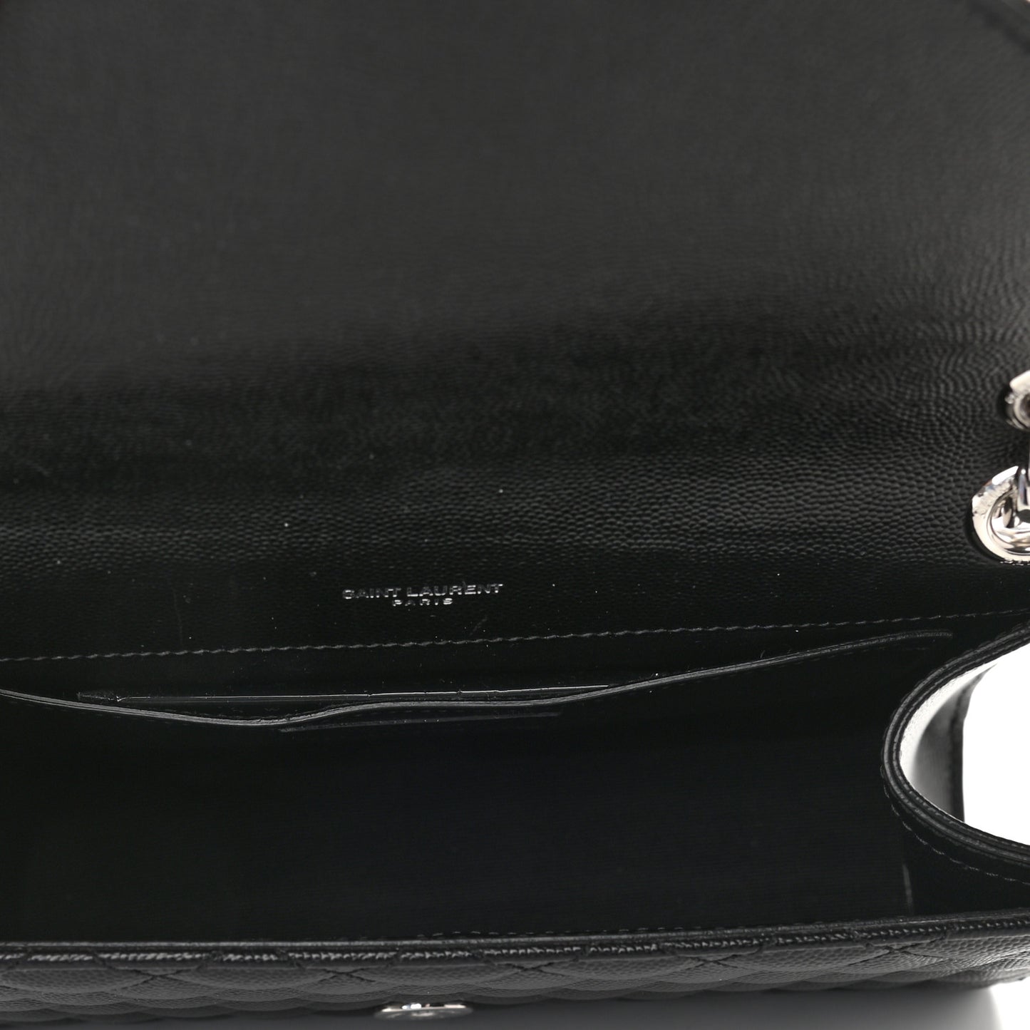 Grain De Poudre Textured Mixed Matelasse Triquilt Medium Monogram Satchel Black