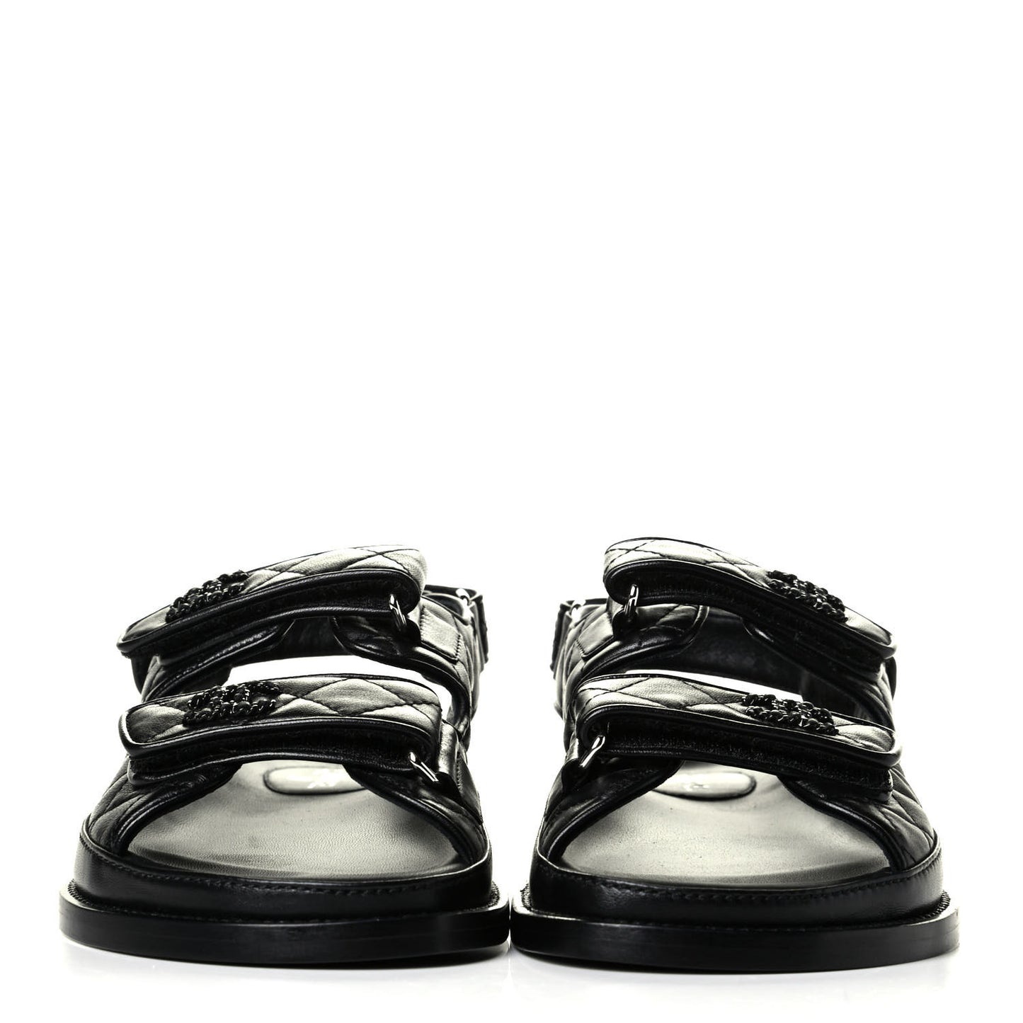 Lambskin Velcro Dad Sandals 38 Black
