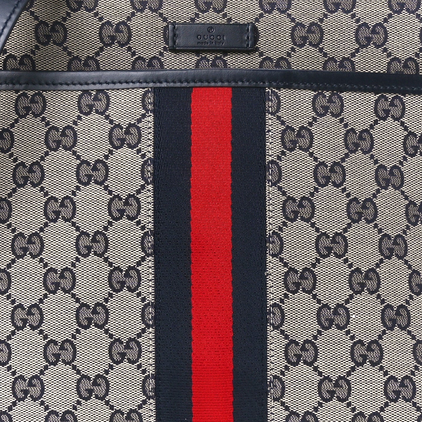 GG Supreme Monogram Web Flat Messenger Bag Navy