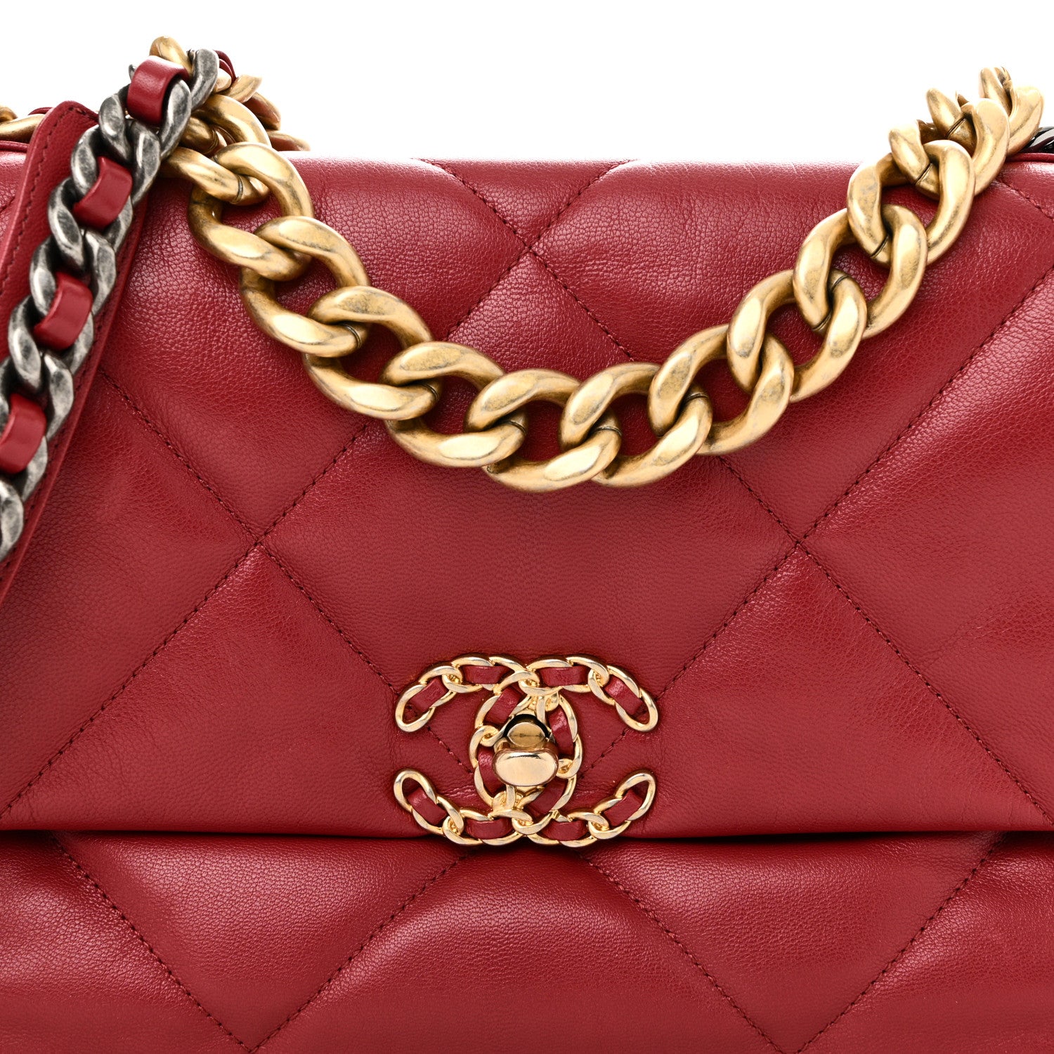 Chanel Goatskin Quilted Large Chanel 19 Flap Red 8 of 10