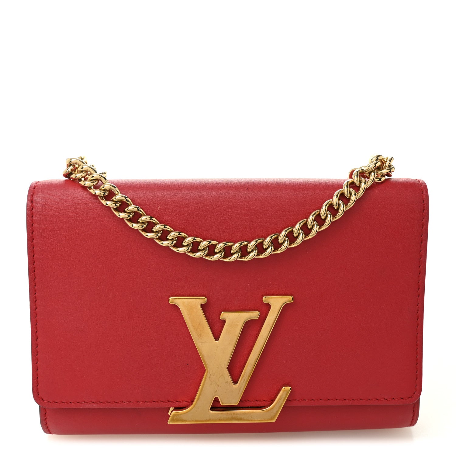 Louis Vuitton Calfskin Chain Louise MM Red 1 of 13