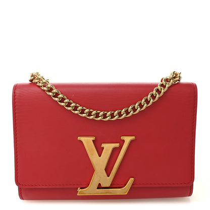 Louis Vuitton Calfskin Chain Louise MM Red 1 of 13
