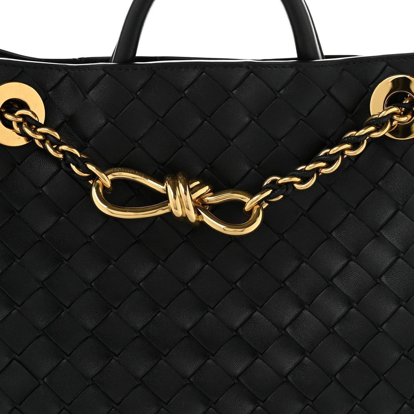 Nappa Intrecciato Small Andiamo With Chain Shoulder Bag Black