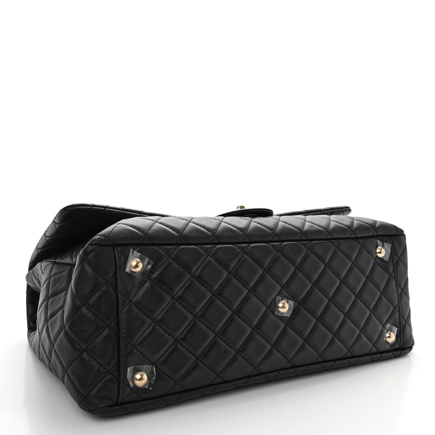 Calfskin Quilted XXL Travel Flap Bag Black