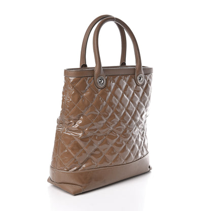 Chanel Coated Canvas Quilted Tote Taupe 3 of 16