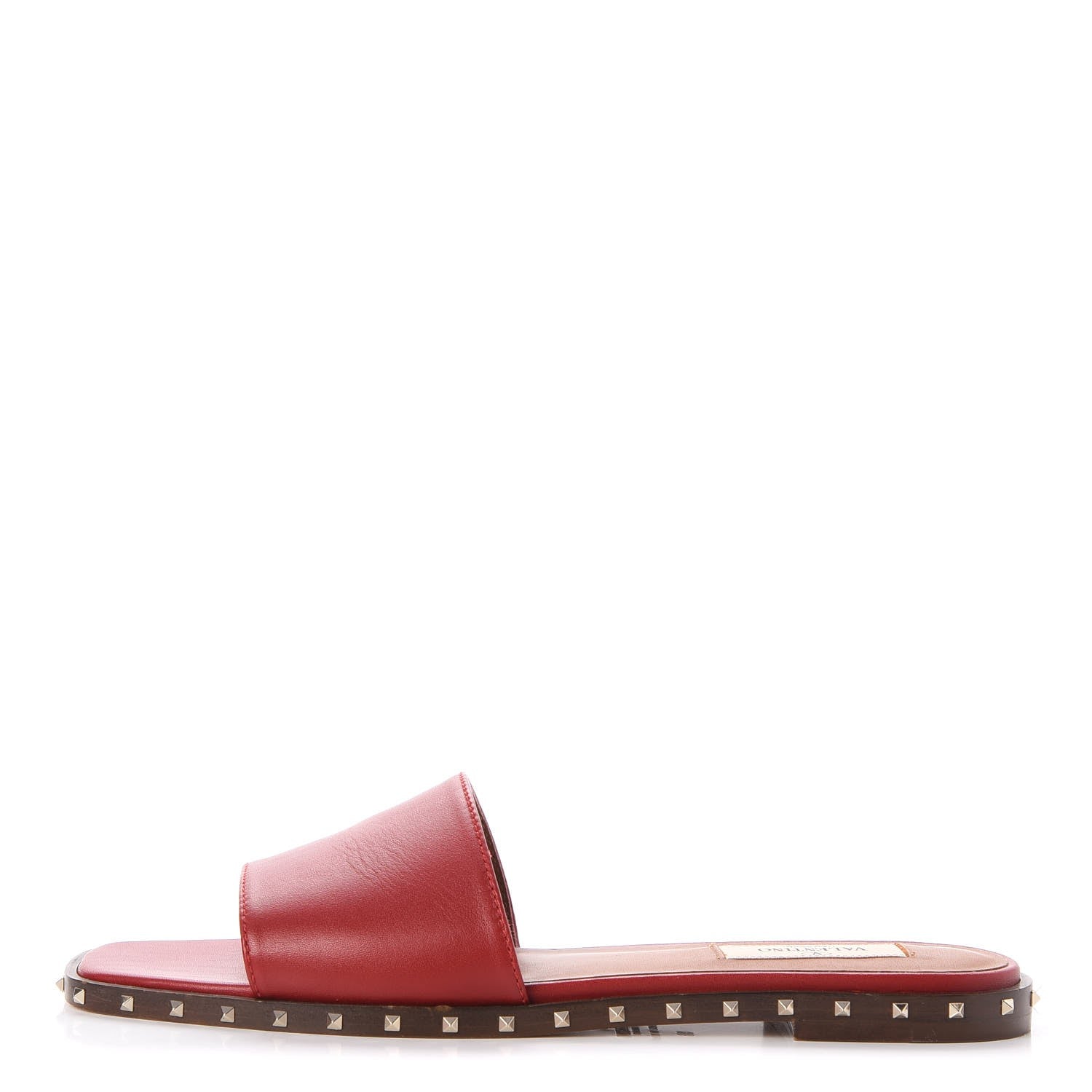 Valentino Garavani Nappa Soul Rockstud Flat Slide Sandals 38 Rosso 1 of 12
