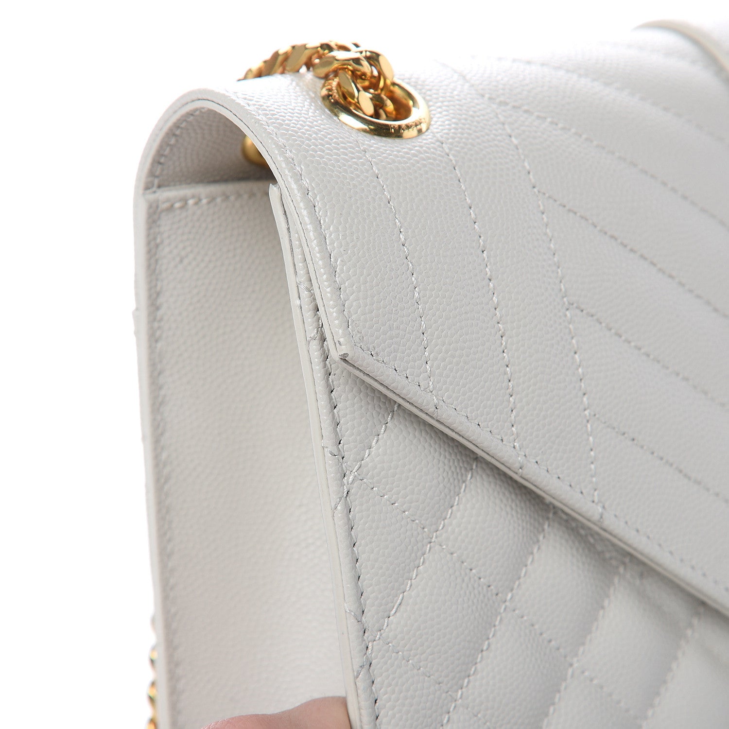Saint Laurent Grain De Poudre Textured Mixed Matelasse Medium Triquilt Monogram Satchel Porcellana 12 of 14