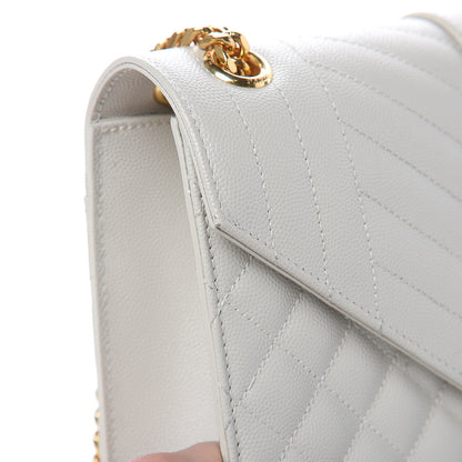 Saint Laurent Grain De Poudre Textured Mixed Matelasse Medium Triquilt Monogram Satchel Porcellana 12 of 14