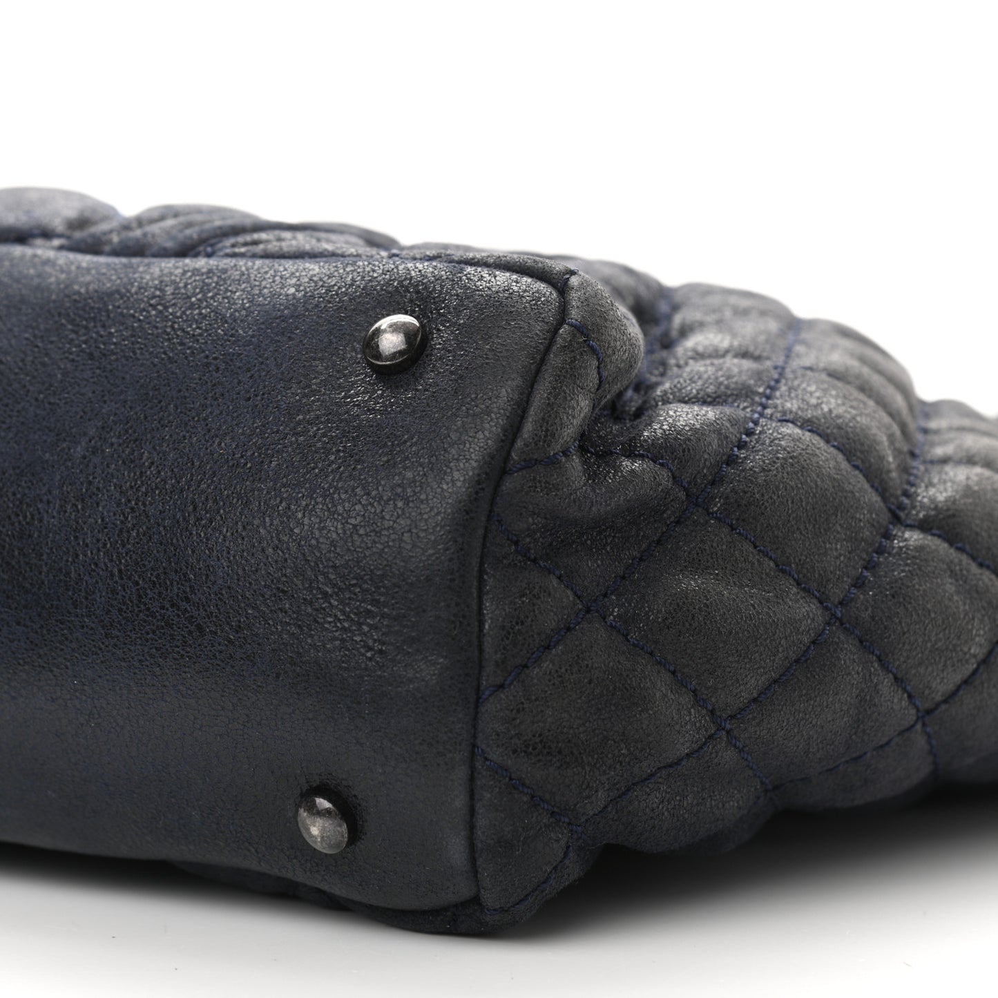 Iridescent Calfskin Quilted Large Gentle Boy Shopping Tote Navy