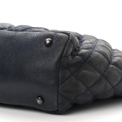 Chanel Iridescent Calfskin Quilted Large Gentle Boy Shopping Tote Navy 10 of 10