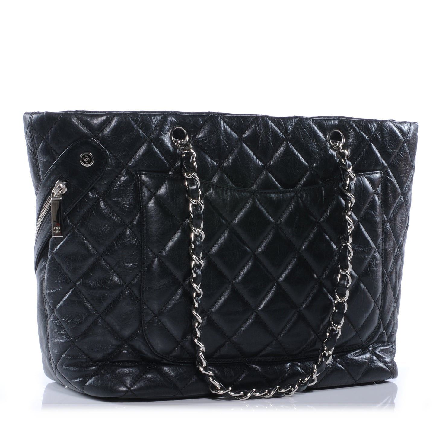 Leather Quilted Cotton Club Tote Black
