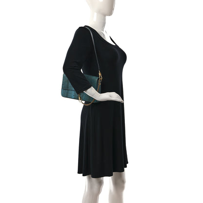 Givenchy Calfskin Snakeskin Effect Small Charm Shoulder Bag Blue 2 of 8