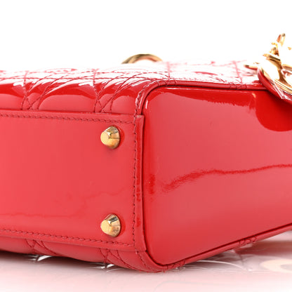 Christian Dior Patent Cannage Mini Lady Dior Red 9 of 10