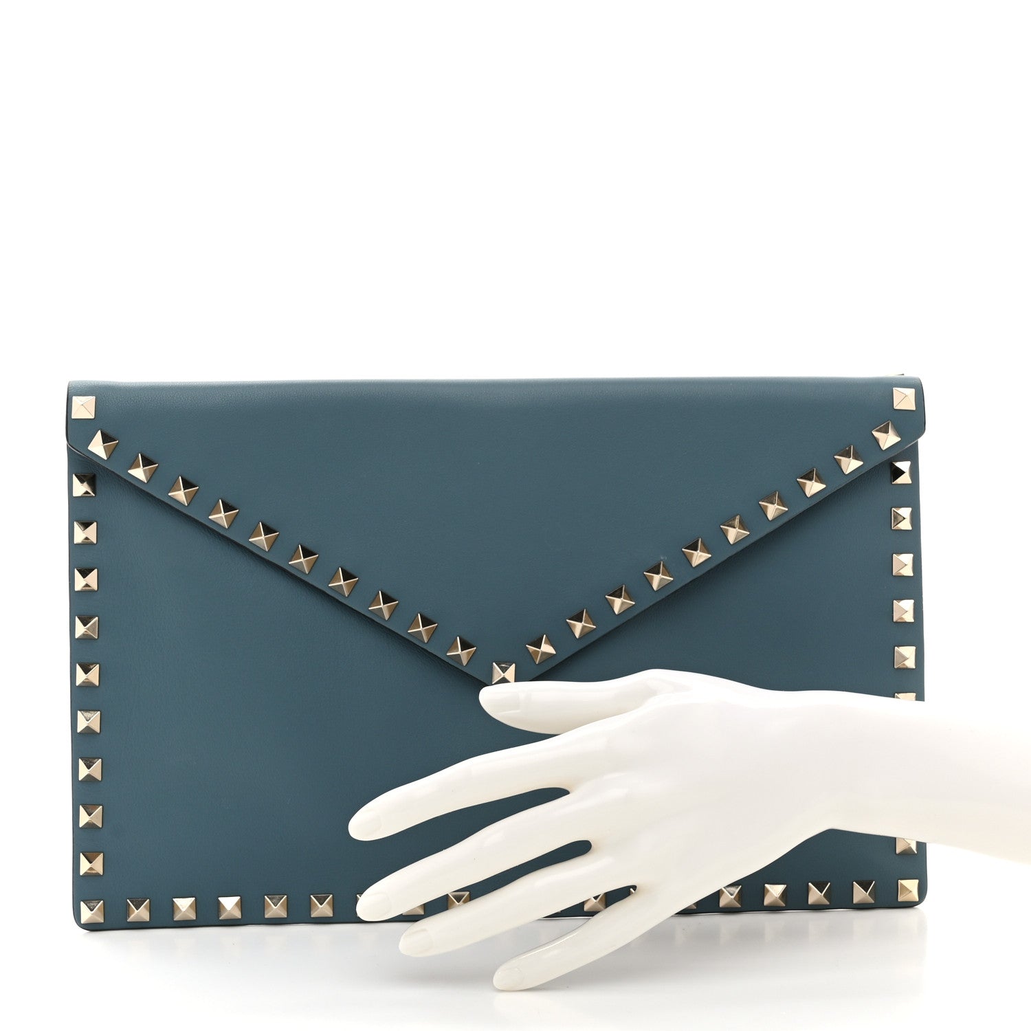Valentino Garavani Vitello Large Rockstud Envelope Clutch Amadeus 2 of 6