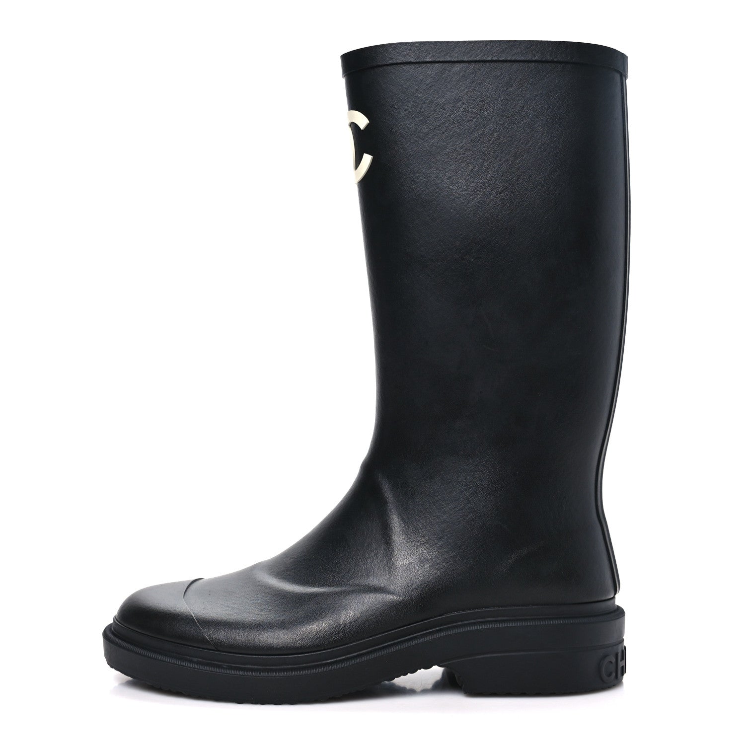 Chanel Caoutchouk CC High Boots 38 Black 1 of 10