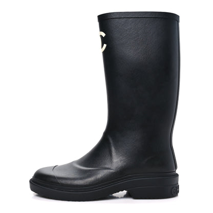 Chanel Caoutchouk CC High Boots 38 Black 1 of 10