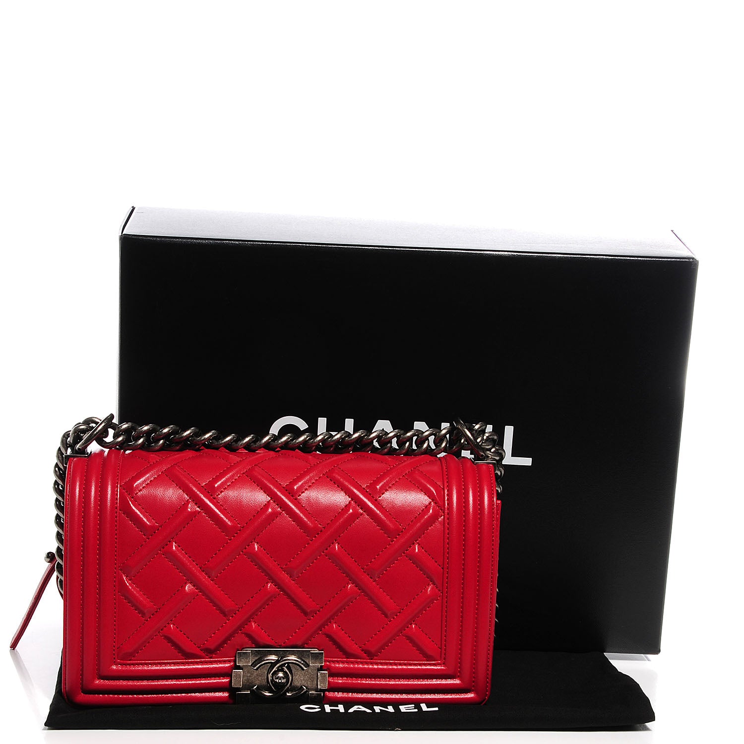 Chanel Lambskin Stitched Medium Boy Flap Red 5 of 11