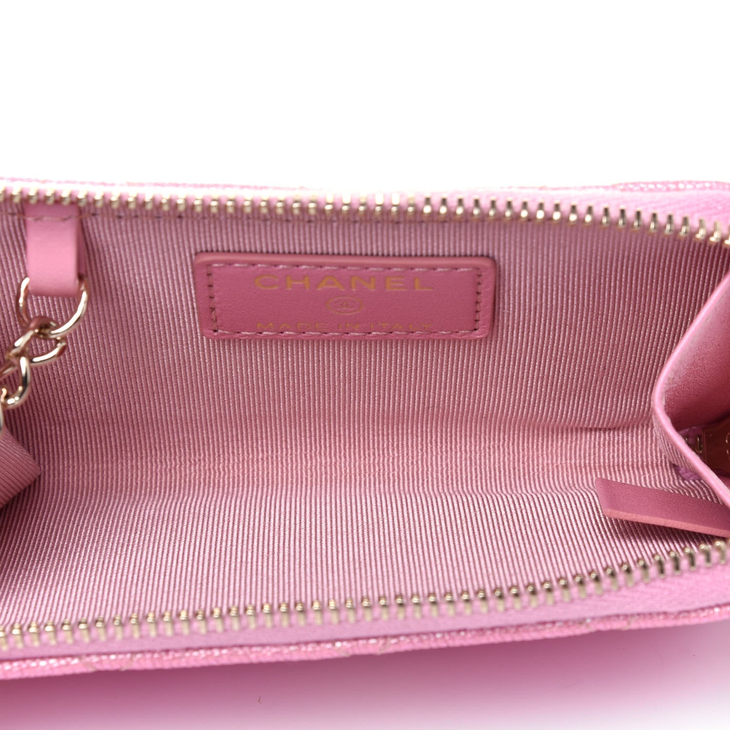 Chanel Iridescent Caviar Quilted Zipped Key Holder Case Rose Pink 5 of 11