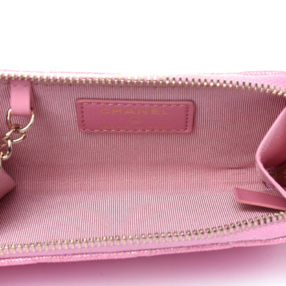 Chanel Iridescent Caviar Quilted Zipped Key Holder Case Rose Pink 5 of 11