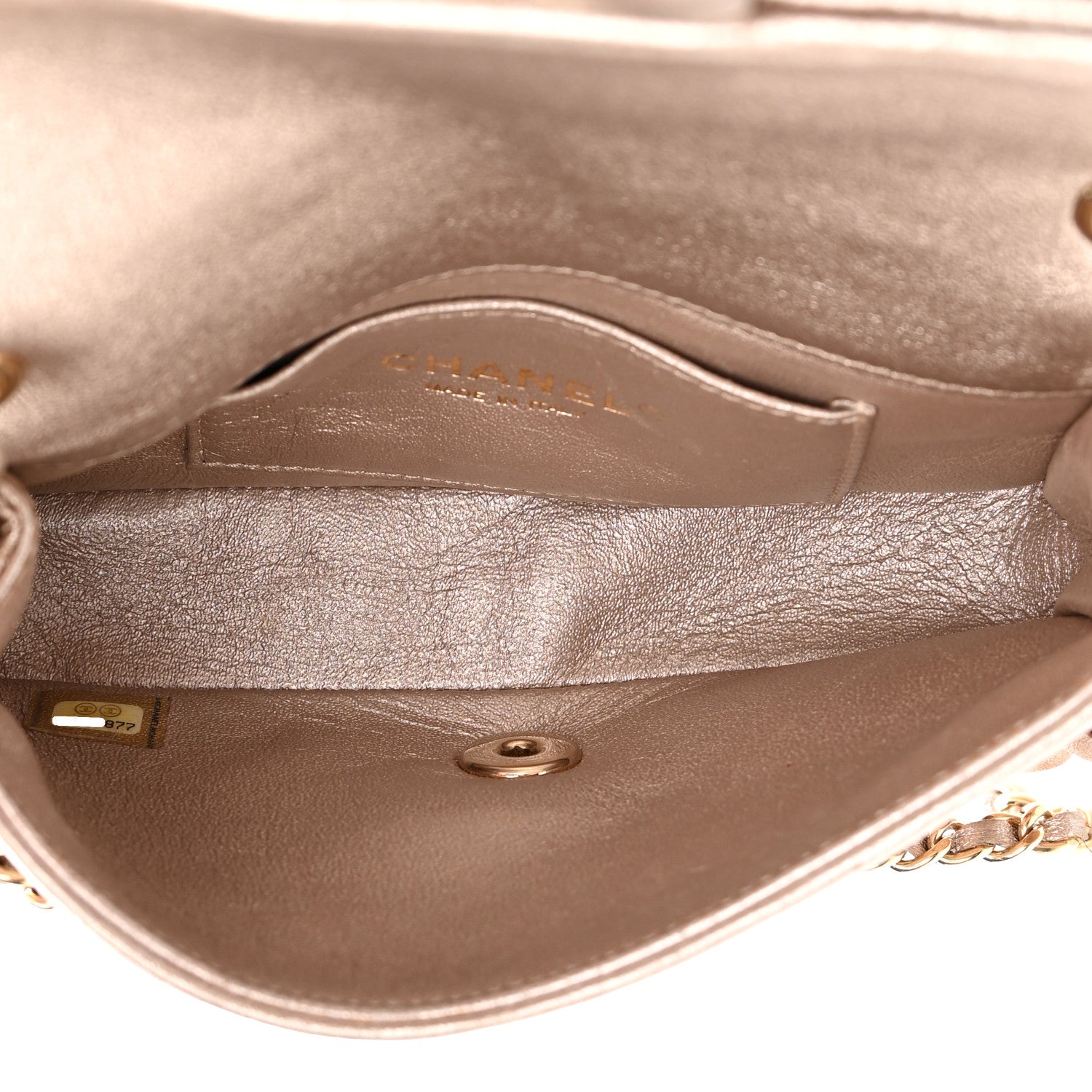 Chanel Metallic Lambskin Quilted Mini Camellia Flap Silver Gold 5 of 13
