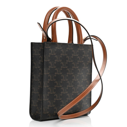 Celine Triomphe Canvas Calfskin Mini Vertical Cabas Tan 3 of 8