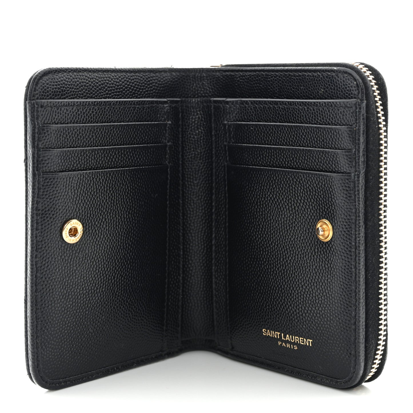 Grain De Poudre Matelasse Chevron Monogram Compact Zip Around Wallet Black