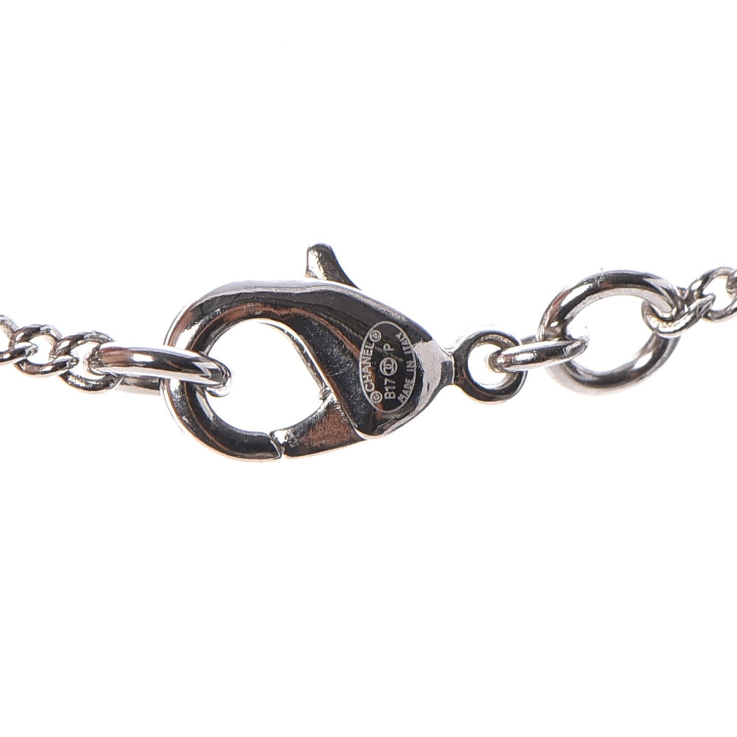 Crystal CC Bow Necklace Silver Black