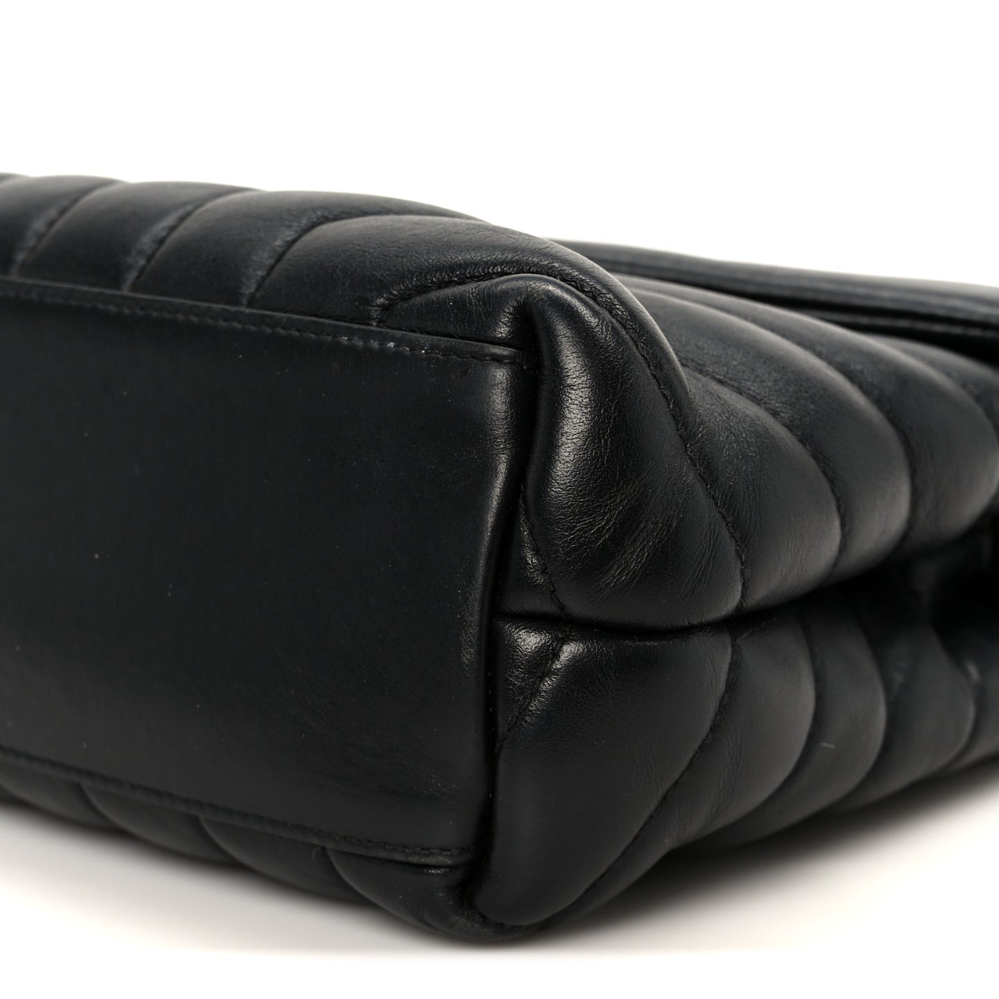 Calfskin Y Quilted Monogram Monochrome Small Loulou Chain Satchel Black