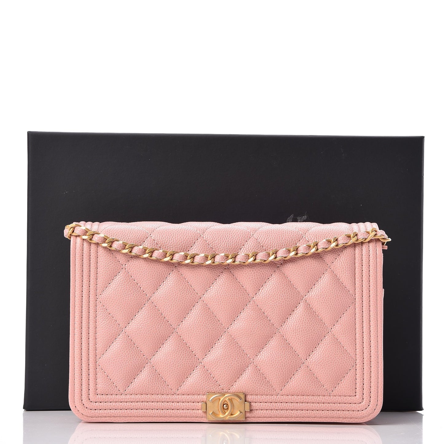 Caviar Quilted Boy Wallet On Chain WOC Pink