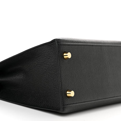 Hermes Chevre Mysore Horseshoe Kelly Sellier 25 Black Gris Agate 9 of 11