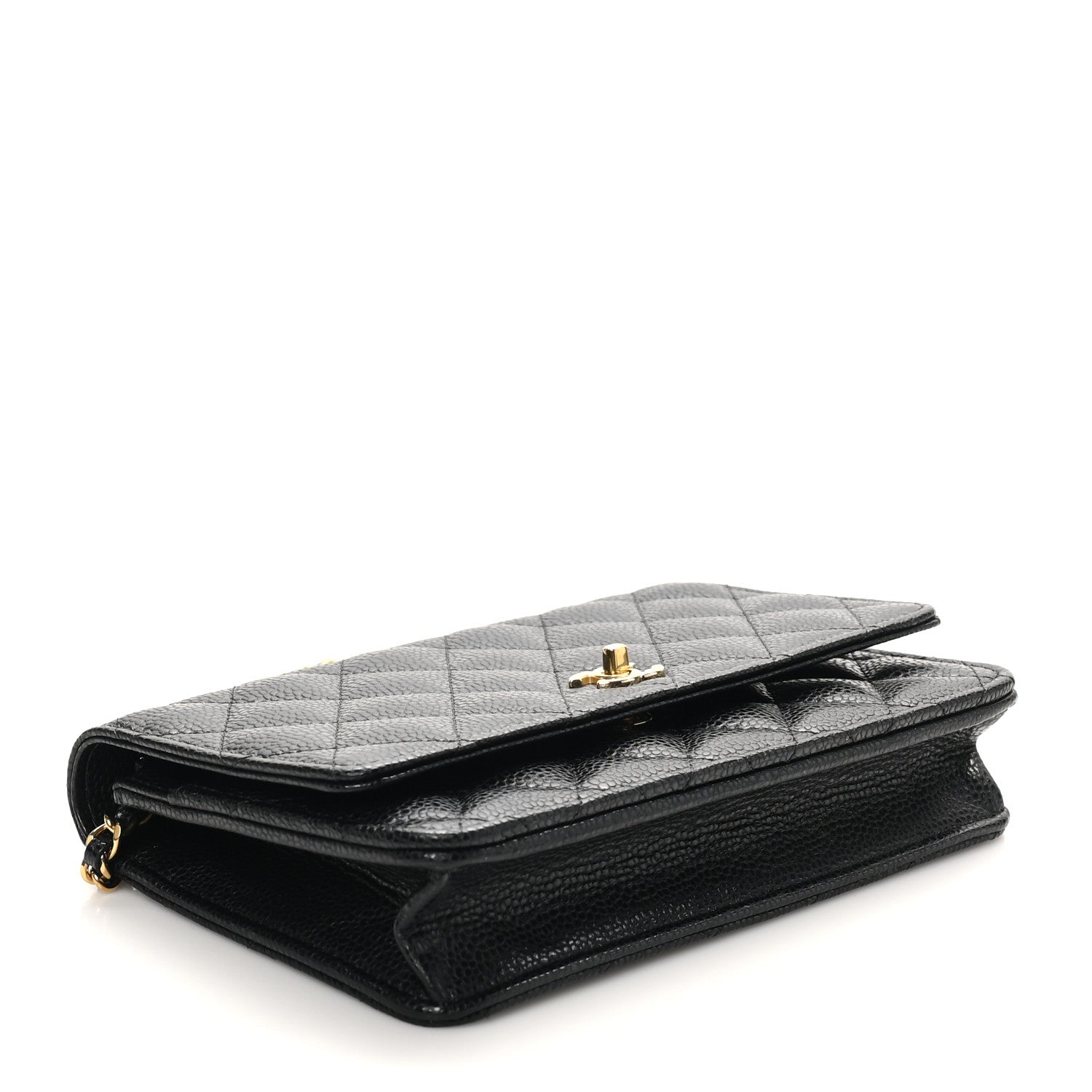 Chanel Caviar Quilted CC Turnlock Wallet On Chain Black 4 of 12