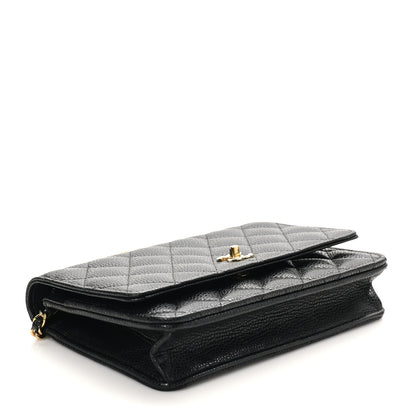 Chanel Caviar Quilted CC Turnlock Wallet On Chain Black 4 of 12