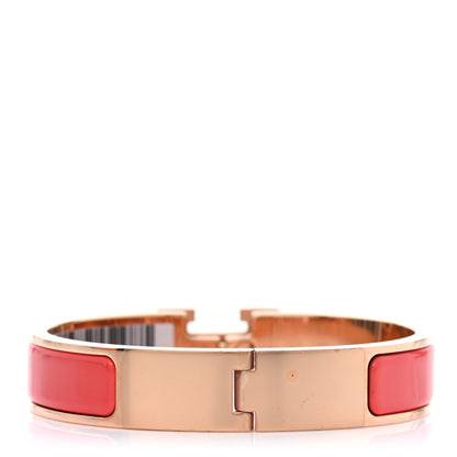 Hermes Enamel Narrow Clic Clac H Bracelet PM Rouge Corail 3 of 5