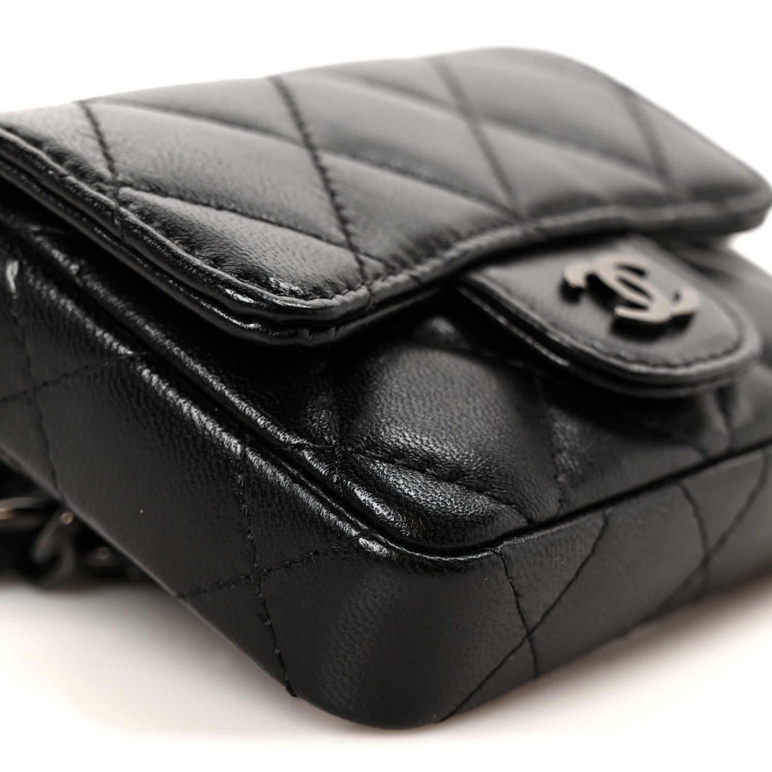 Chanel Lambskin Quilted Mini Chain Belt Bag So Black 9 of 11