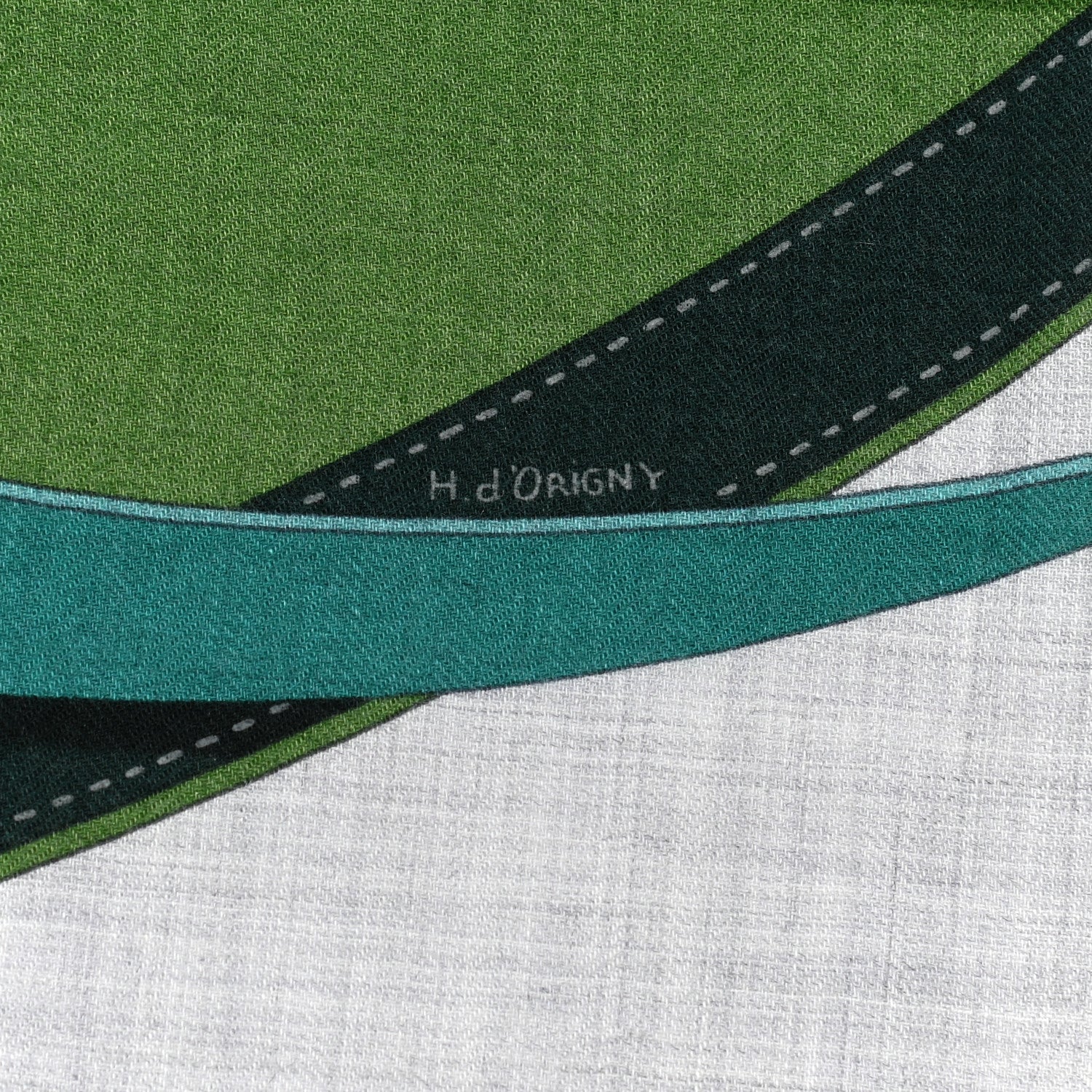 Hermes Cashmere Silk La Promenade Du Matin Shawl 140 Petrole Gris Chine Vert 3 of 6