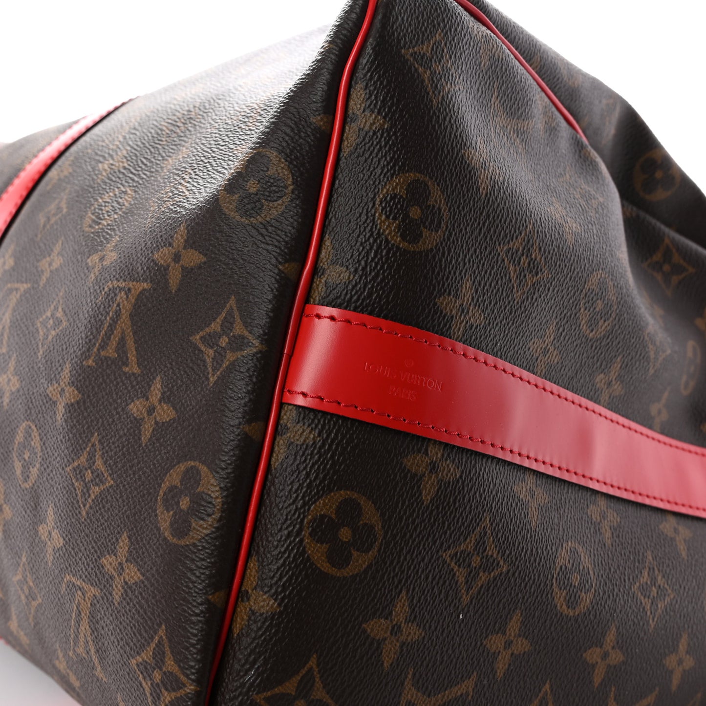 Calfskin Monogram Keepall Bandouliere 50 Coquelicot