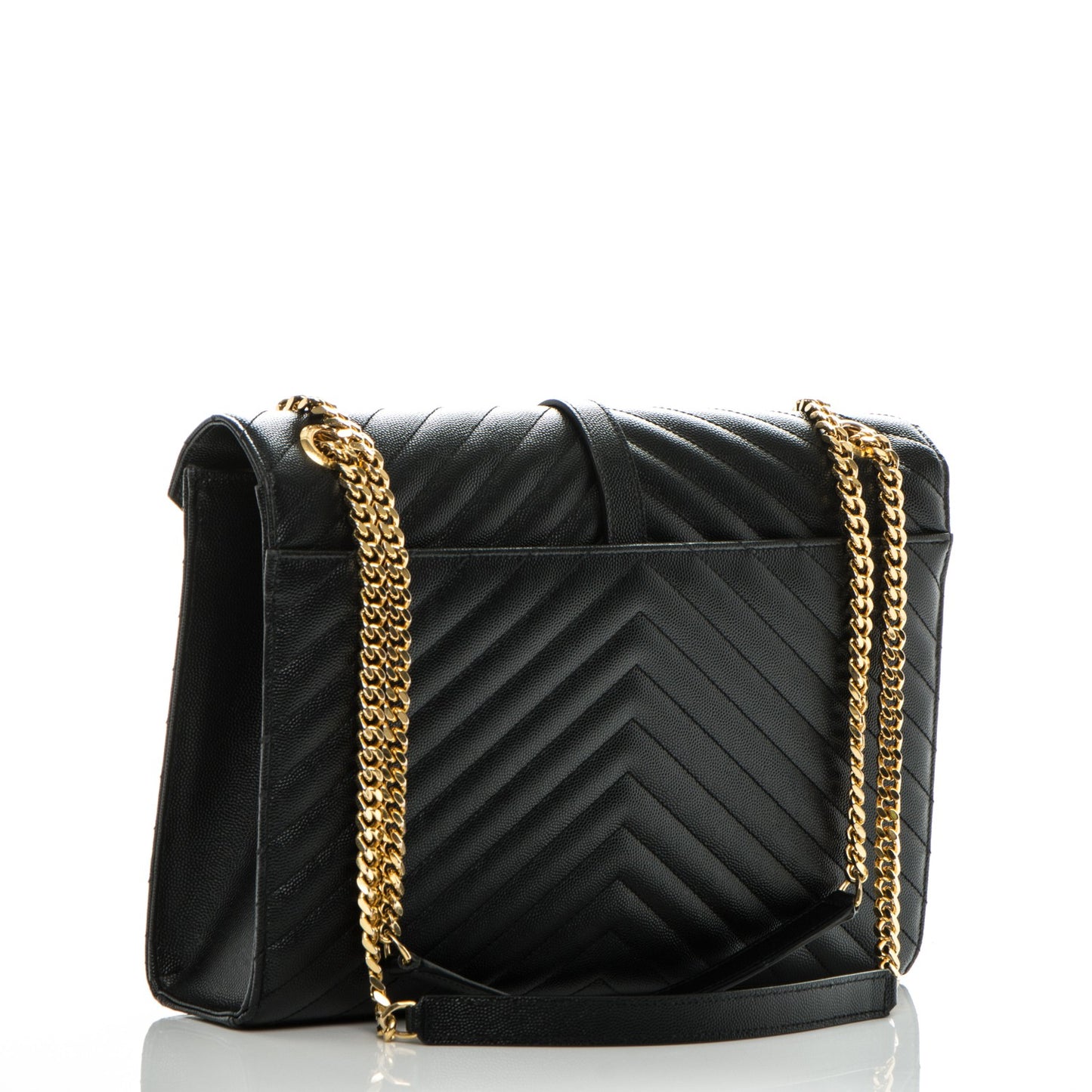 Grain De Poudre Matelasse Chevron Large Monogram Satchel Black