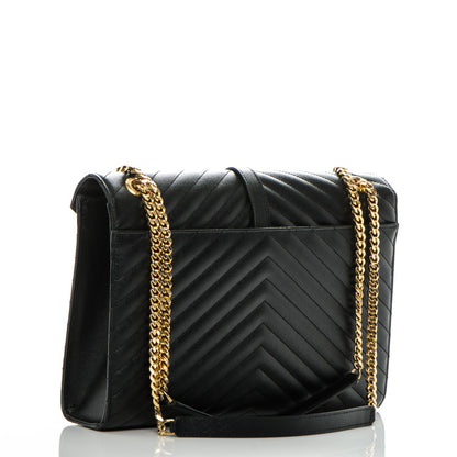 Saint Laurent Grain De Poudre Matelasse Chevron Large Monogram Satchel Black 3 of 7