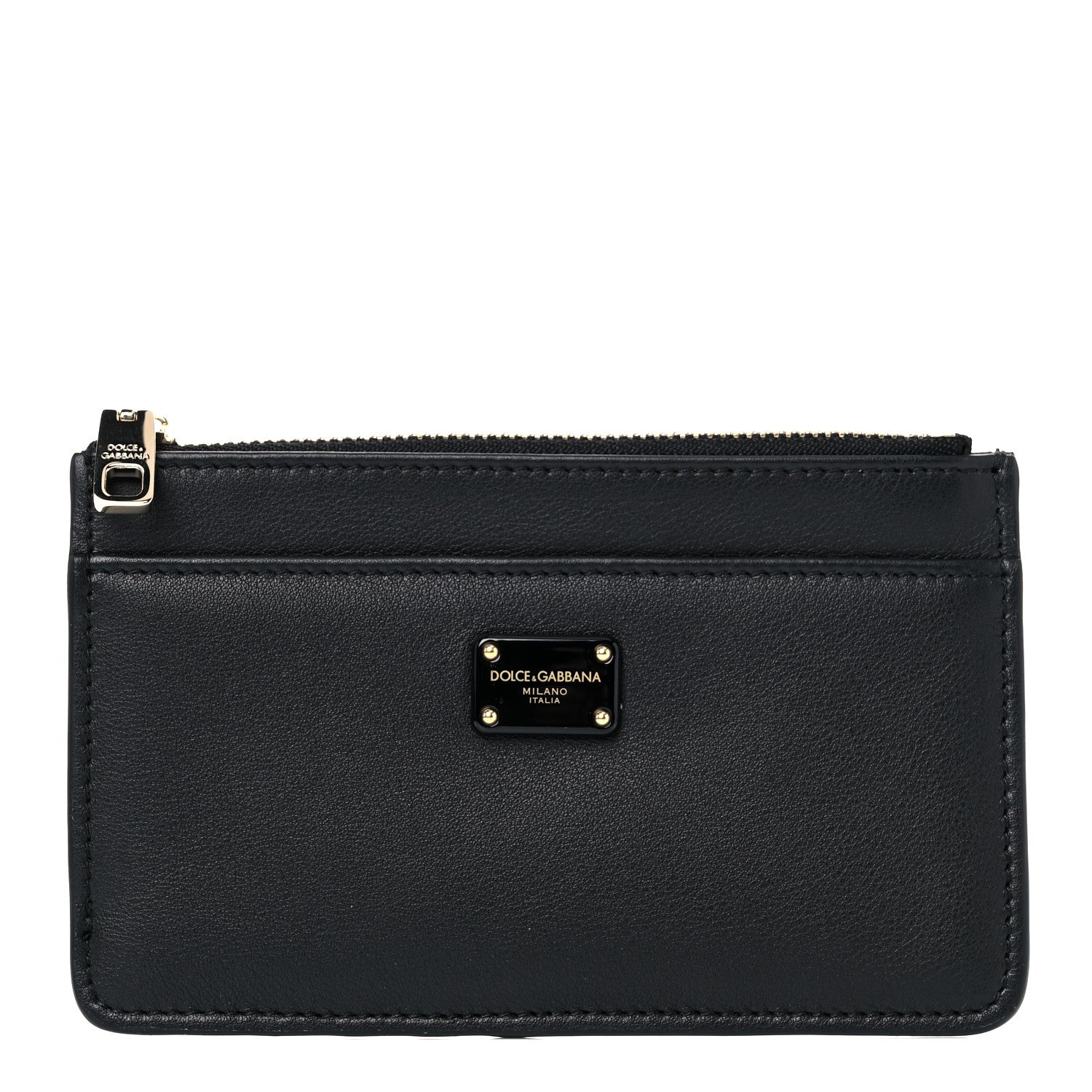 Dolce & Gabbana Calfskin Zip Card Holder Black 1 of 8