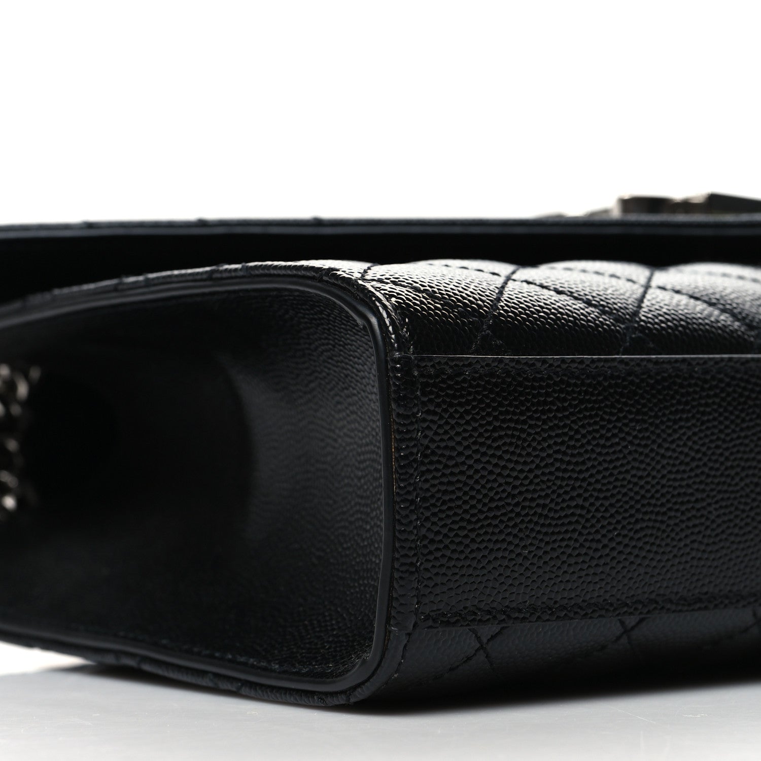 Saint Laurent Grain De Poudre Textured Mixed Matelasse Triquilt Medium Monogram Satchel Black 8 of 9