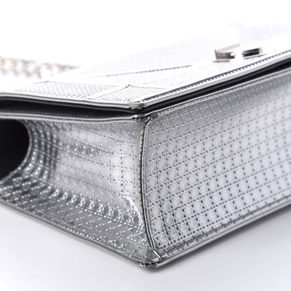 Christian Dior Metallic Patent Micro-Cannage Medium Diorama Flap Bag Silver 6 of 11
